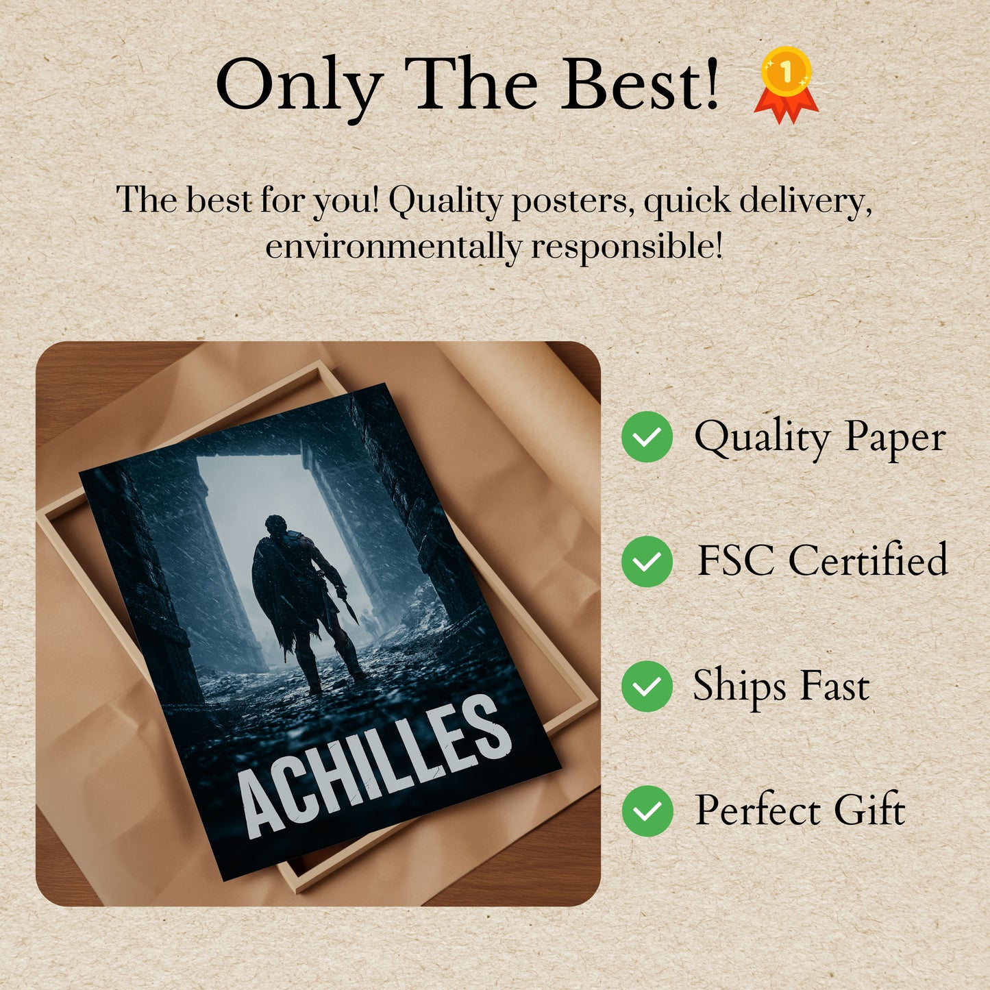 Achilles Warrior in the Snow Poster