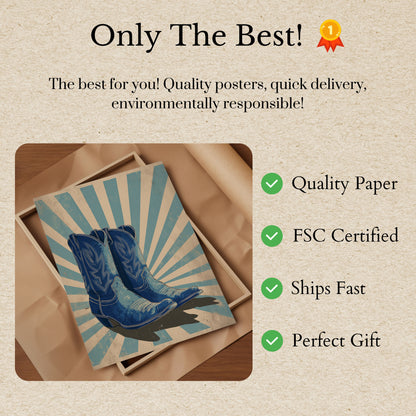 Blue Cowboy Boots Poster