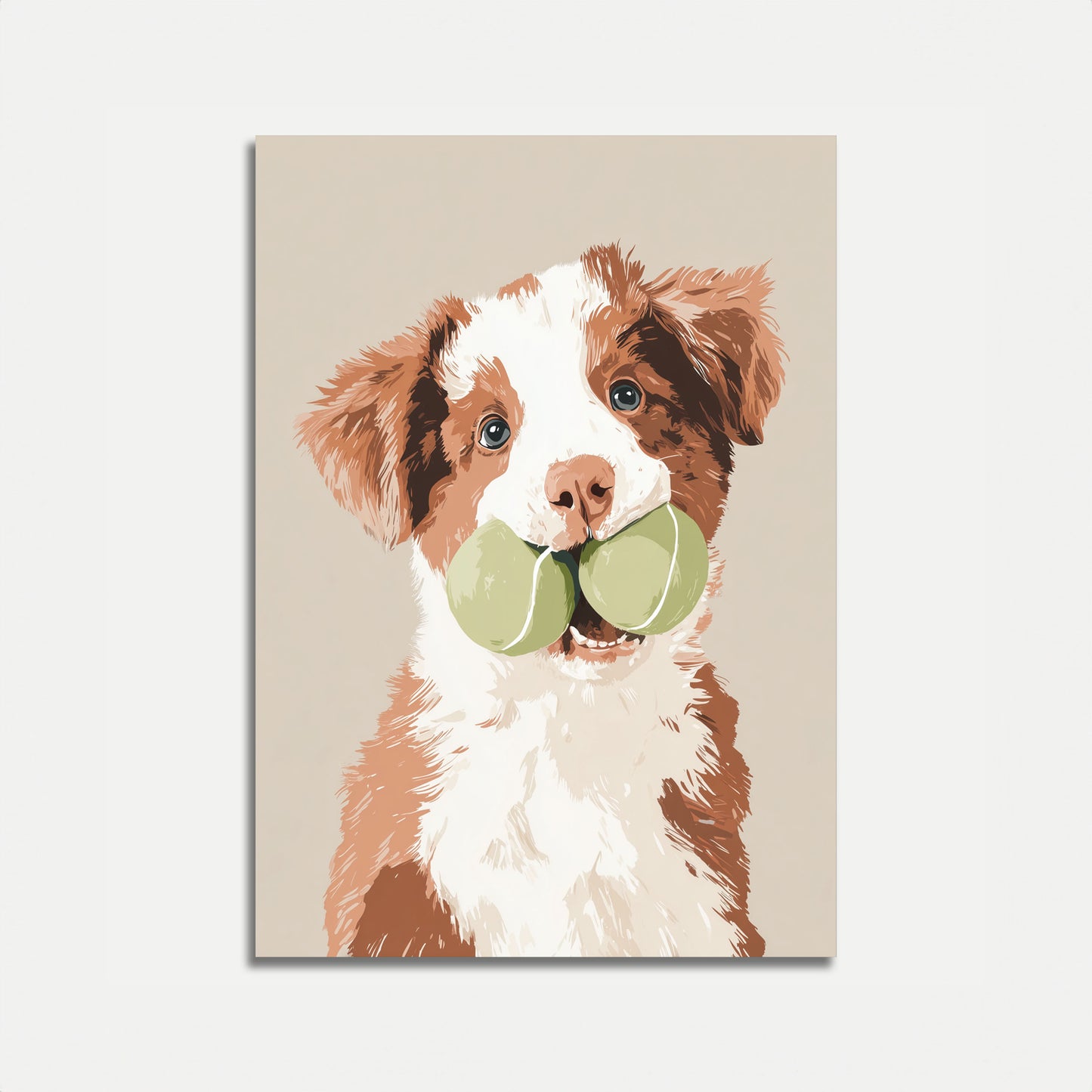 Verspielter Welpen-Tennisbälle Poster