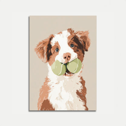 Verspielter Welpen-Tennisbälle Poster