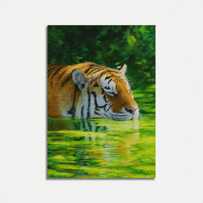 Cartel de Tigre Nadando en el Agua