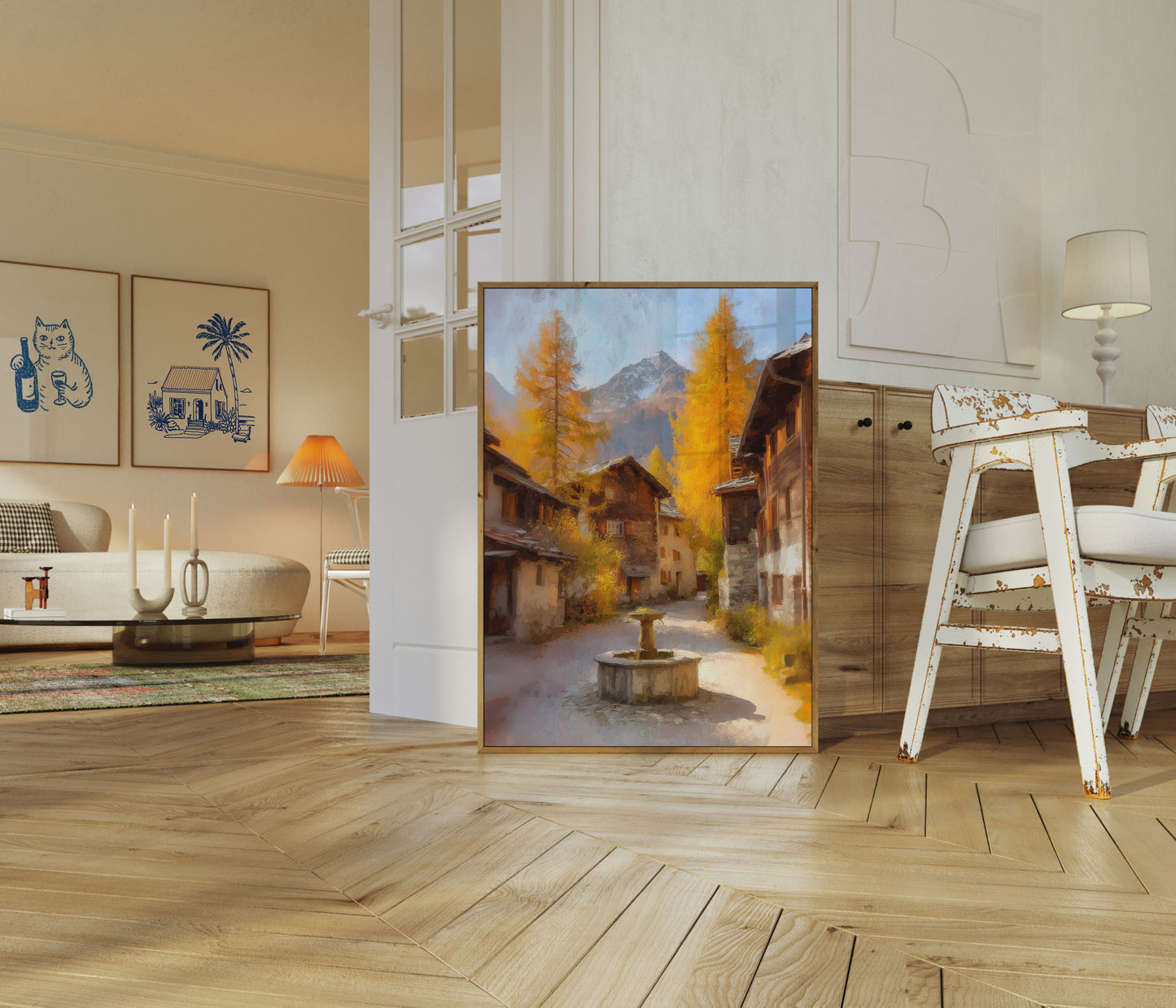 Pôster Aldeia Alpina Montanhas de Outono