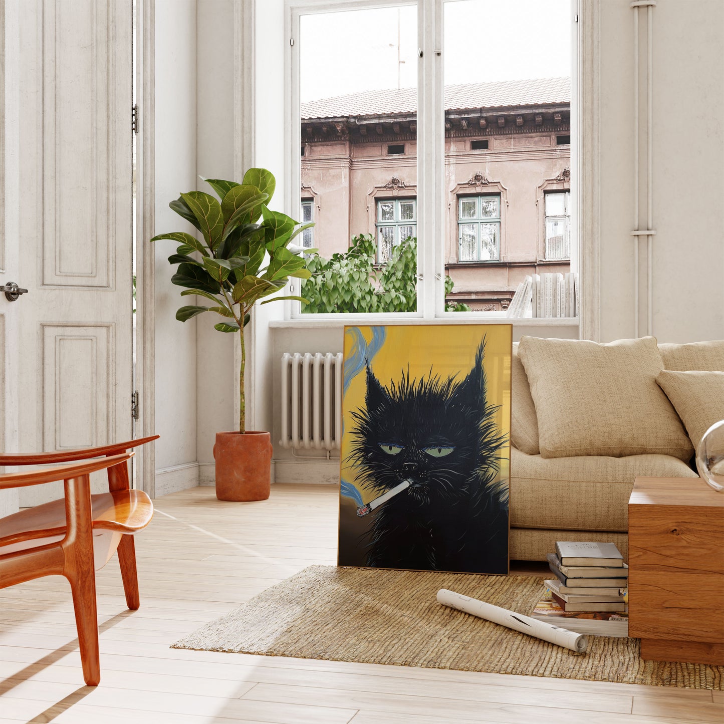 Rebellious Smoking Cat Poster