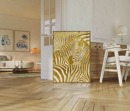 Golden Zebra Stripes Art Poster
