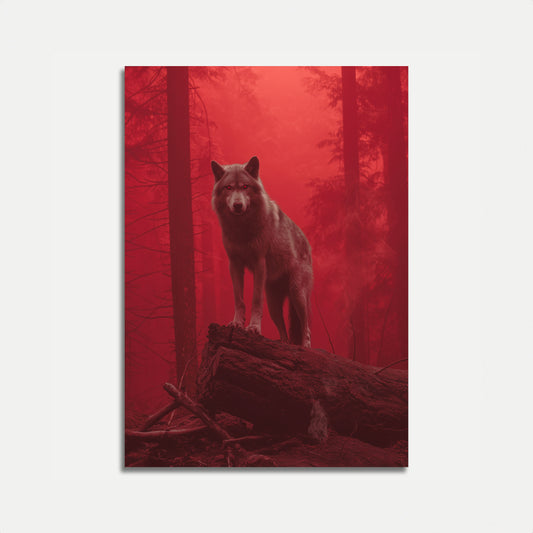 Crimson Forest Wolf Poster