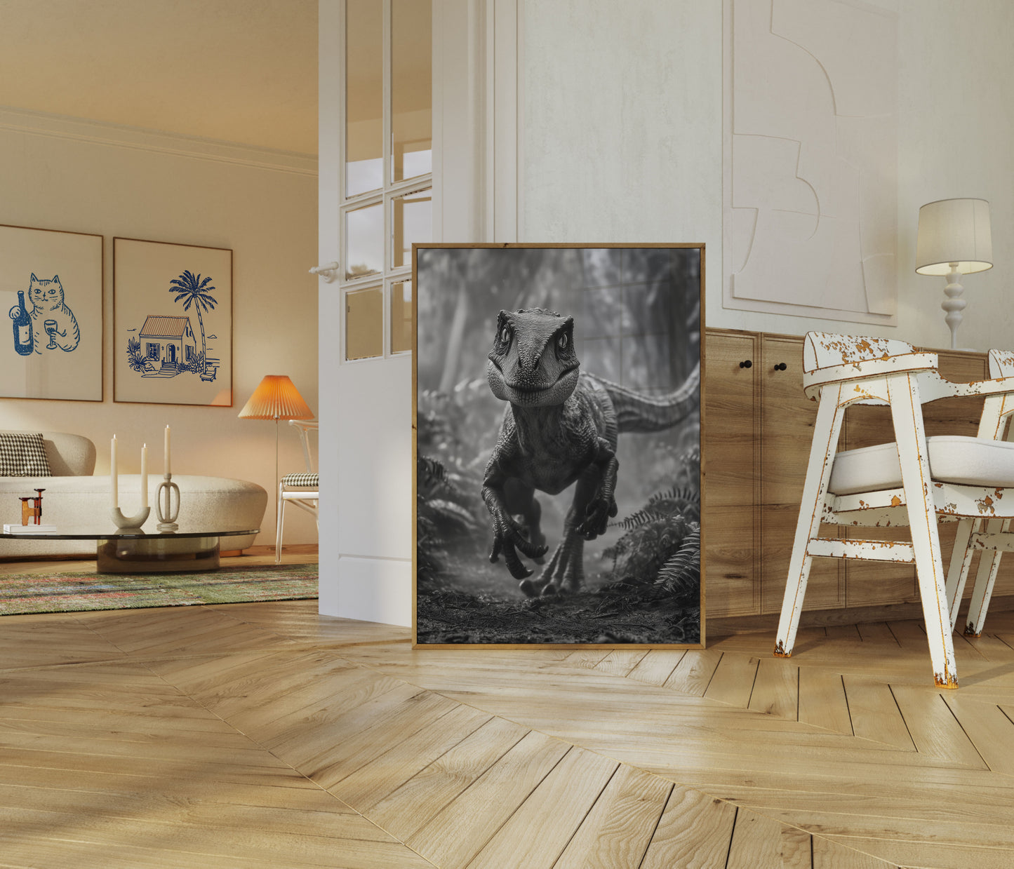 Póster de Velociraptor cazador prehistórico