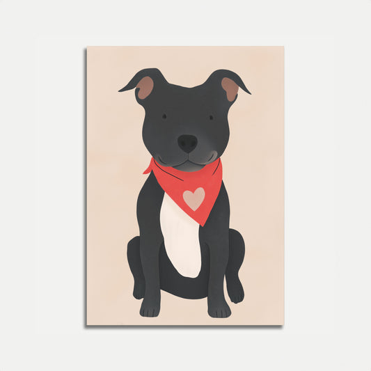 Cute Pitbull Heart Bandana Poster