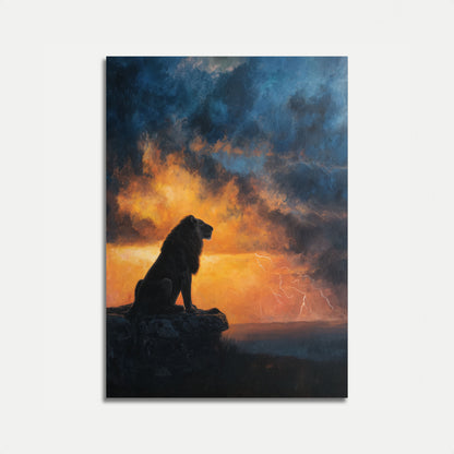 Lion Watching the Storm Poster