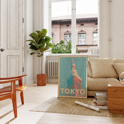 Poster di viaggio vintage Torre di Tokyo