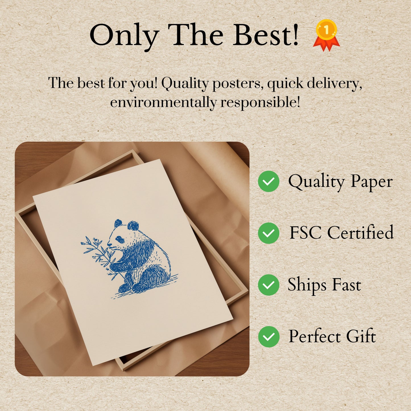 Blue Panda Bamboo Poster