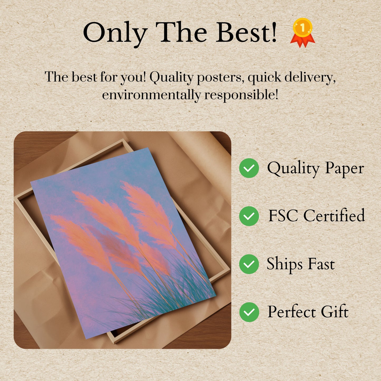 Pampas Grass at Sunset Poster