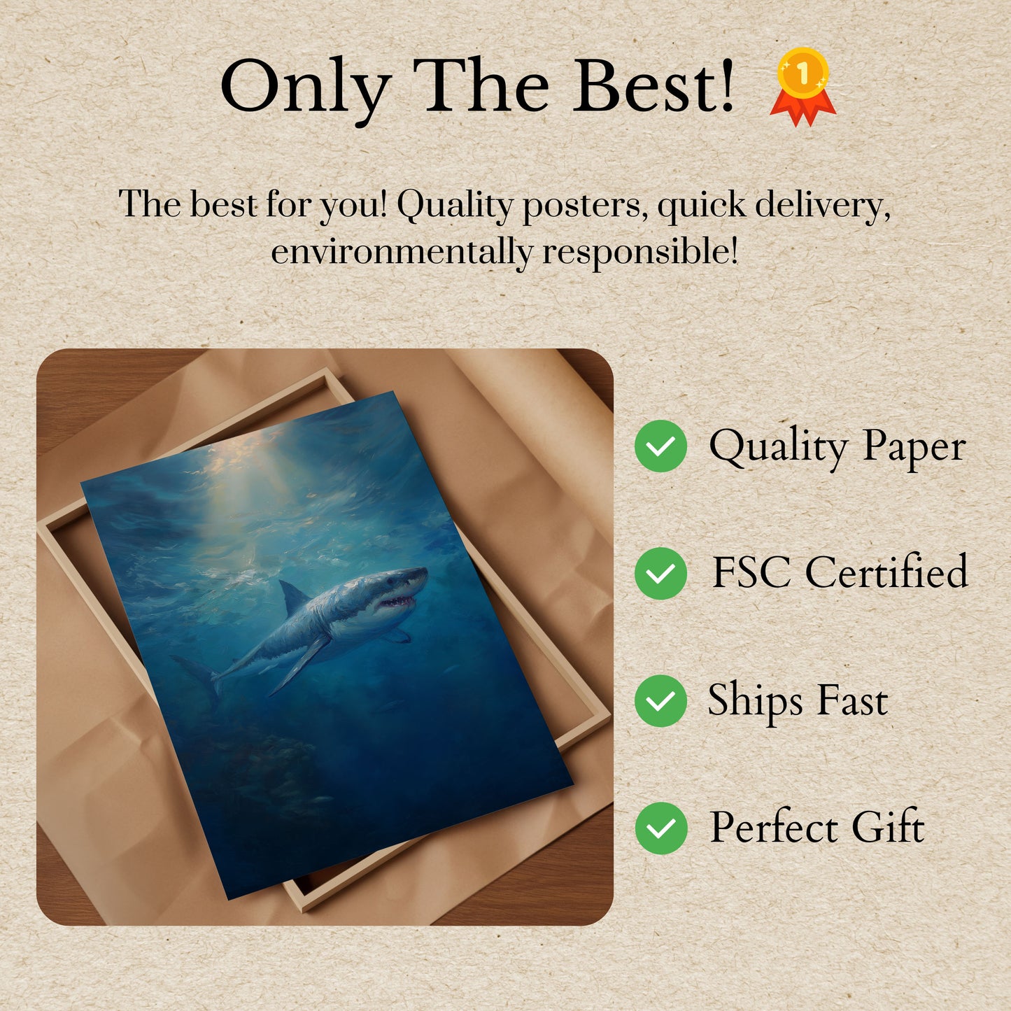 Póster del majestuoso Gran Blanco submarino