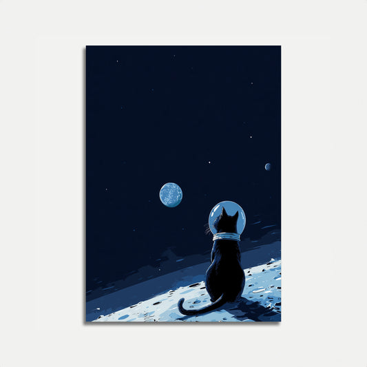 Plakat Kota Astronauty Patrzącego na Ziemię