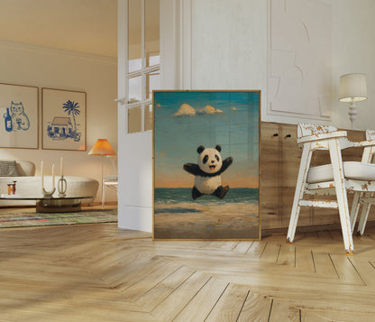 Joyful Jumping Panda Poster