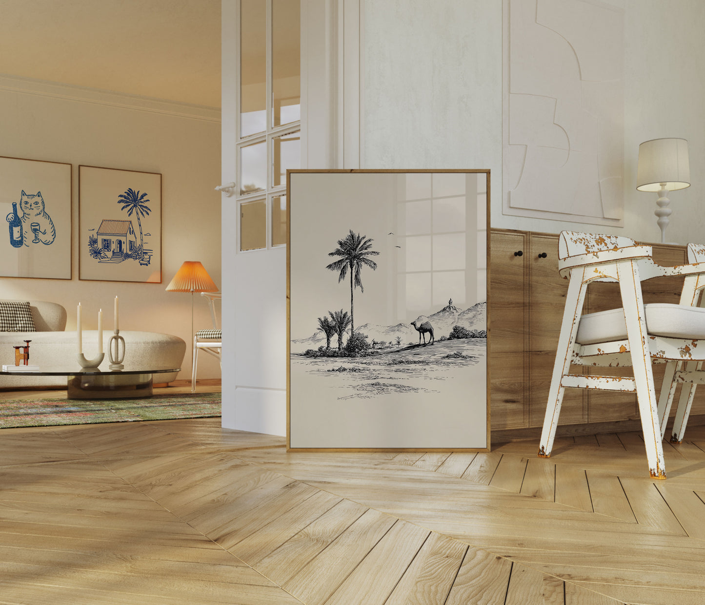 Desert Oasis Camel Landscape Poster