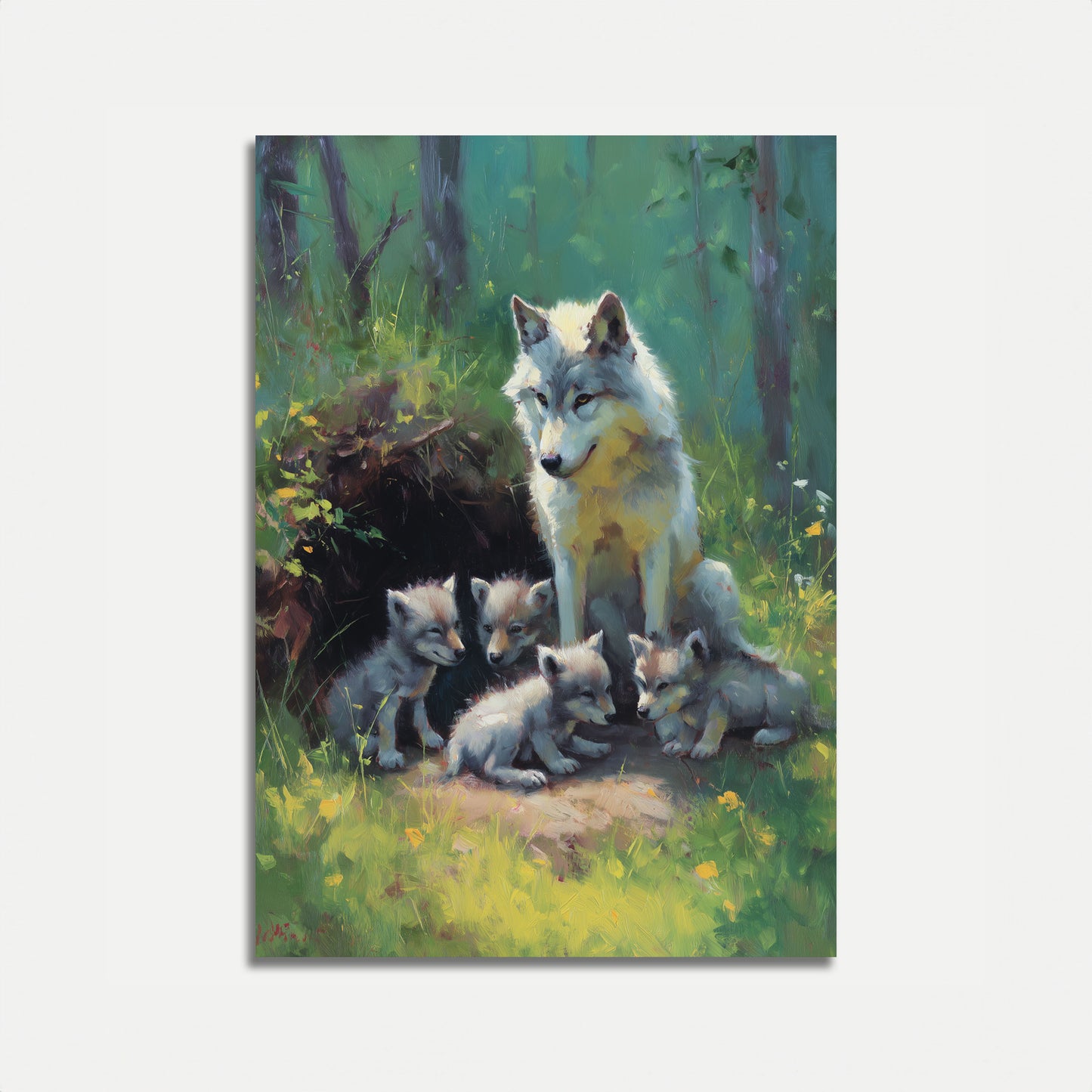 Pôster da Mãe Lobo e Filhotes