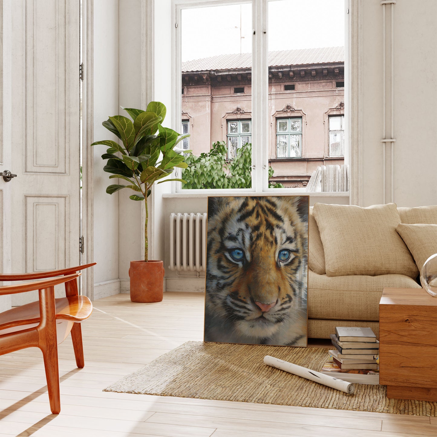 Tiger with Blue Eyes Poster