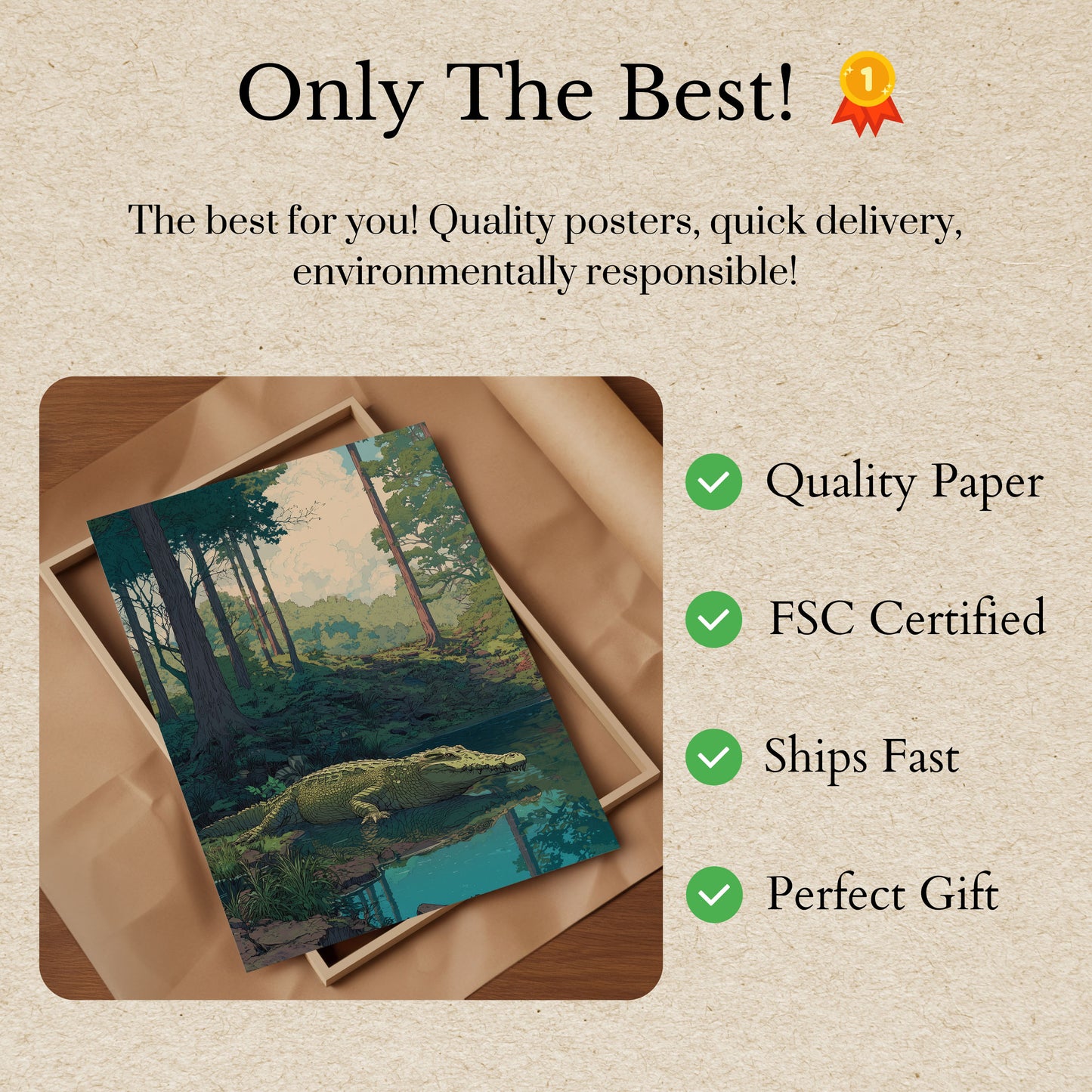Póster del cocodrilo guardián del bosque
