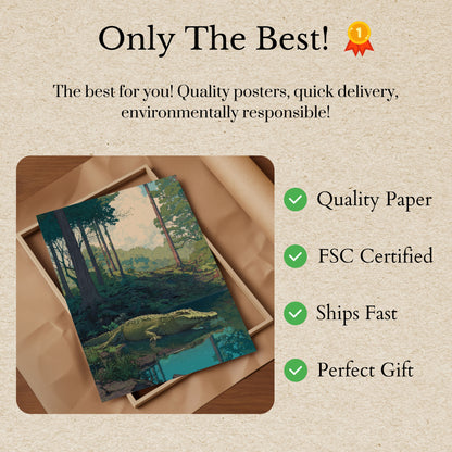 Póster del cocodrilo guardián del bosque