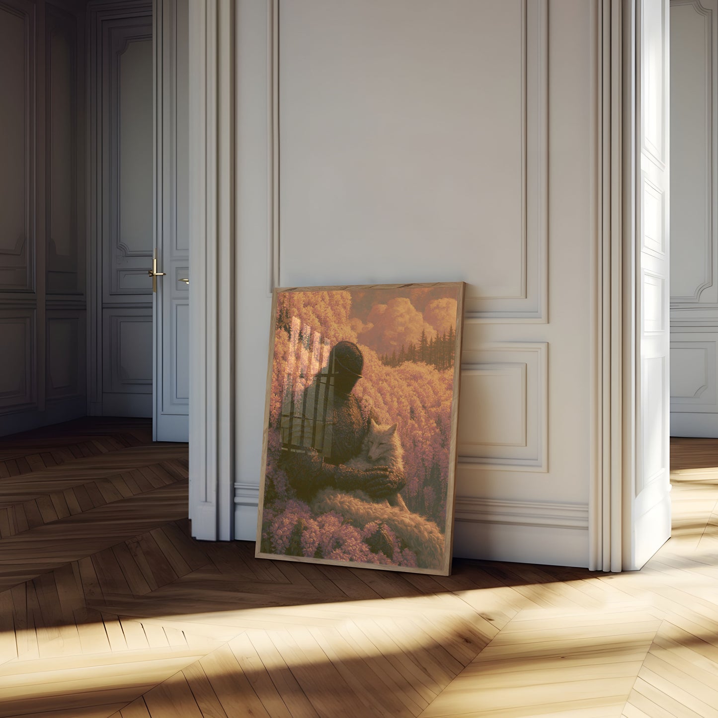 Warrior and Wolf in Bloom Poster