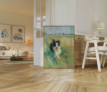 Joyful Running Border Collie Poster
