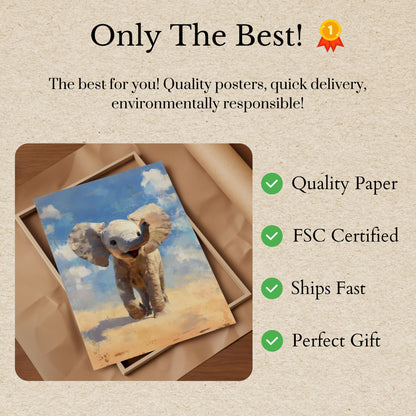 Happy Baby Elephant Poster