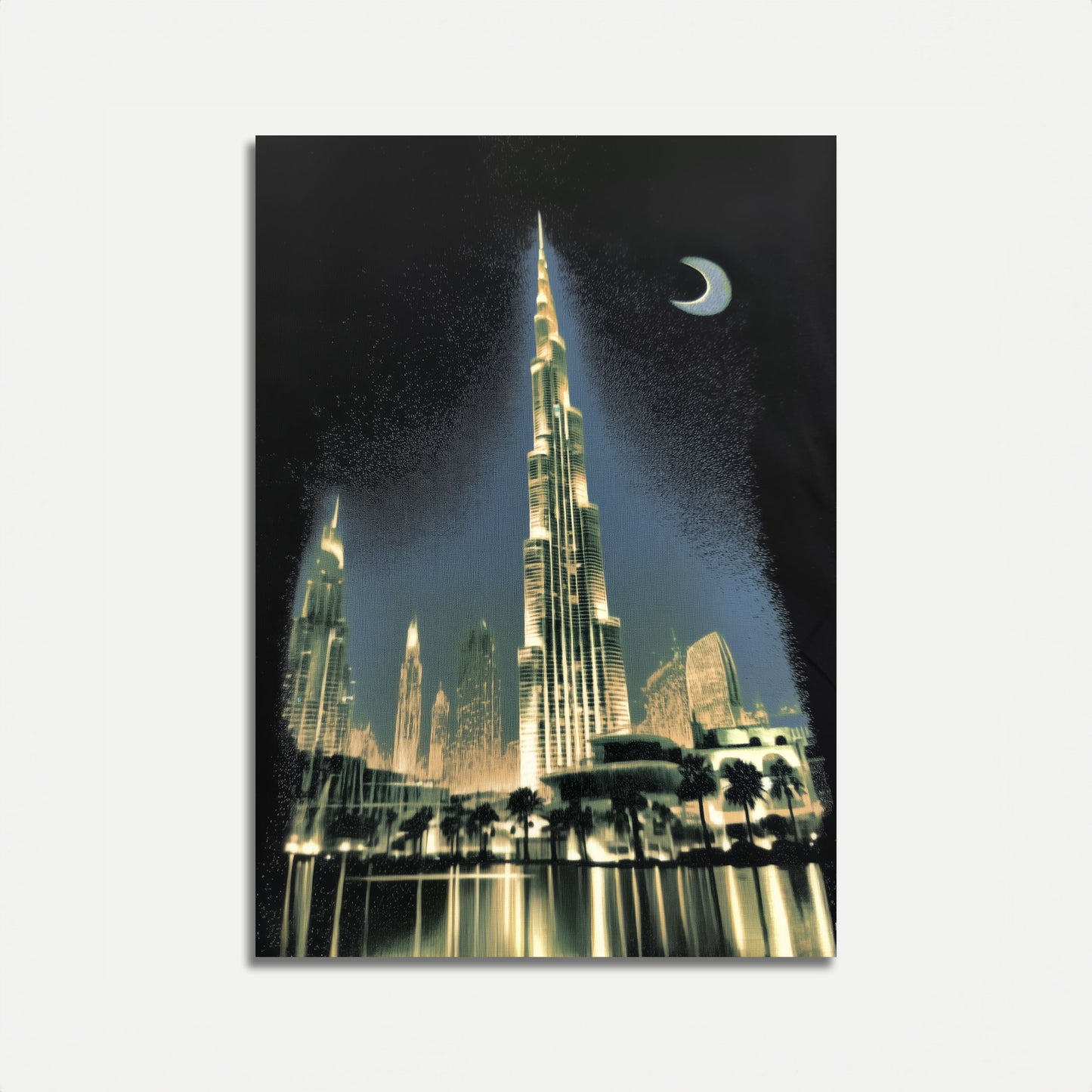 Poster Skyline di Dubai Notte Luna