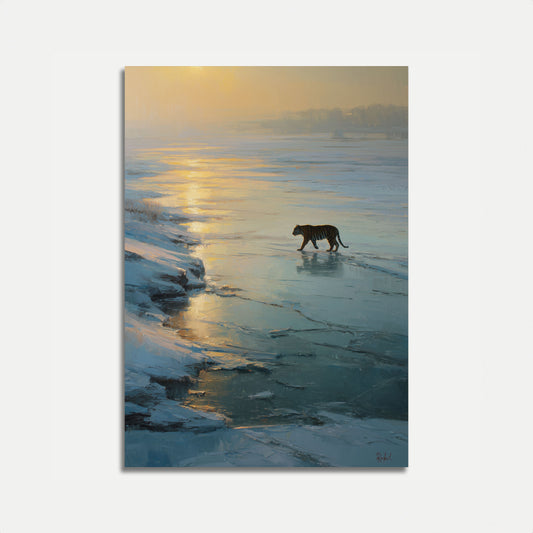 Tiger Crossing Frozen River Poster