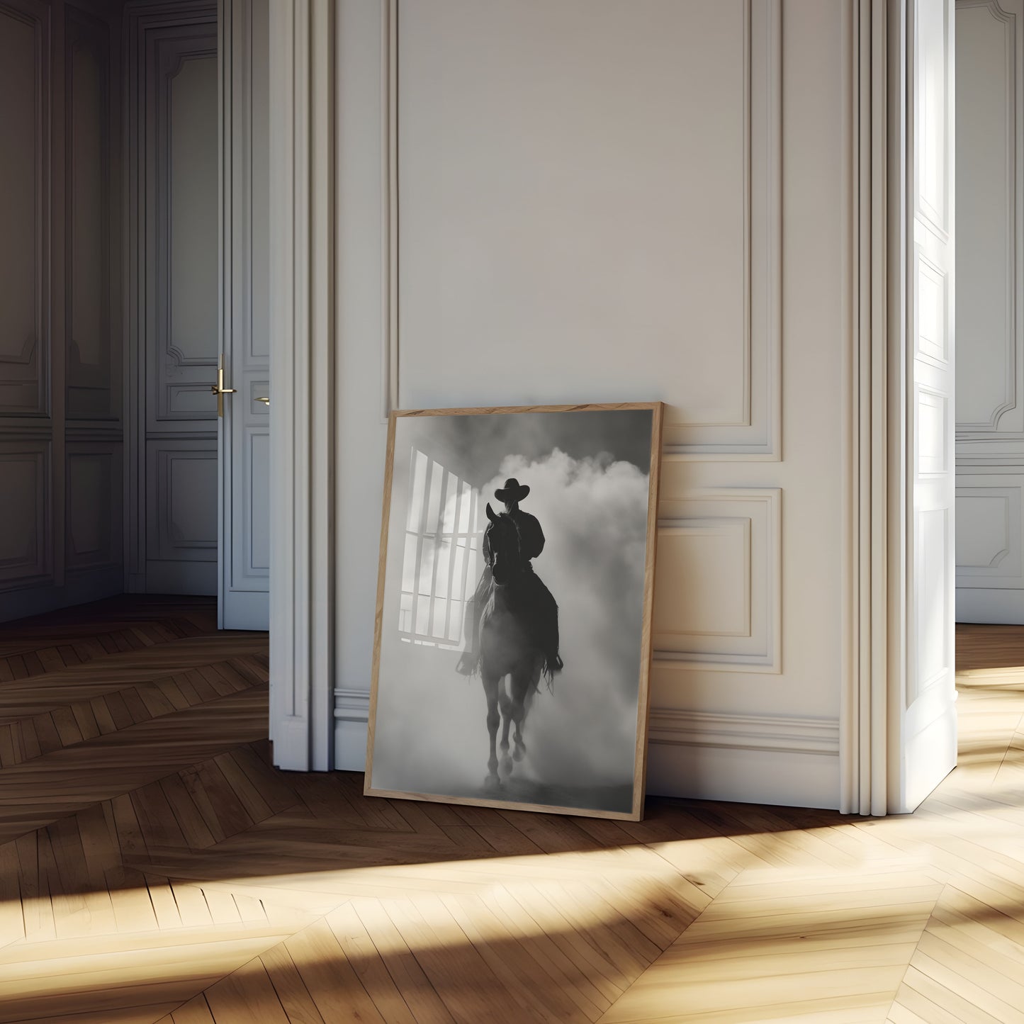 Eenzame Ruiter Door Wolken Poster