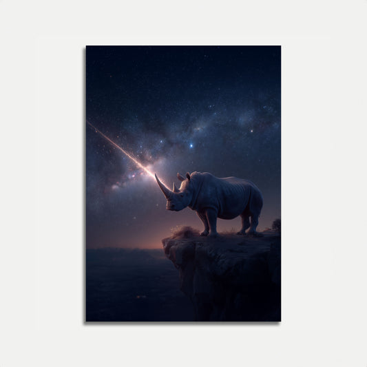 Cosmic Rhino Night Sky Poster