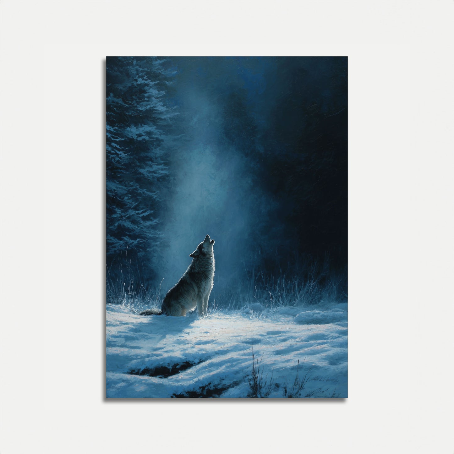 Wolf Howling in Winter Poster