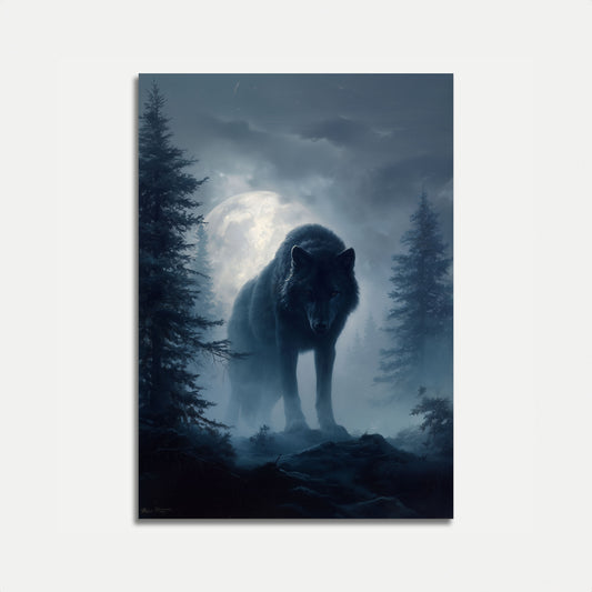 Moonlit Wolf Forest Poster