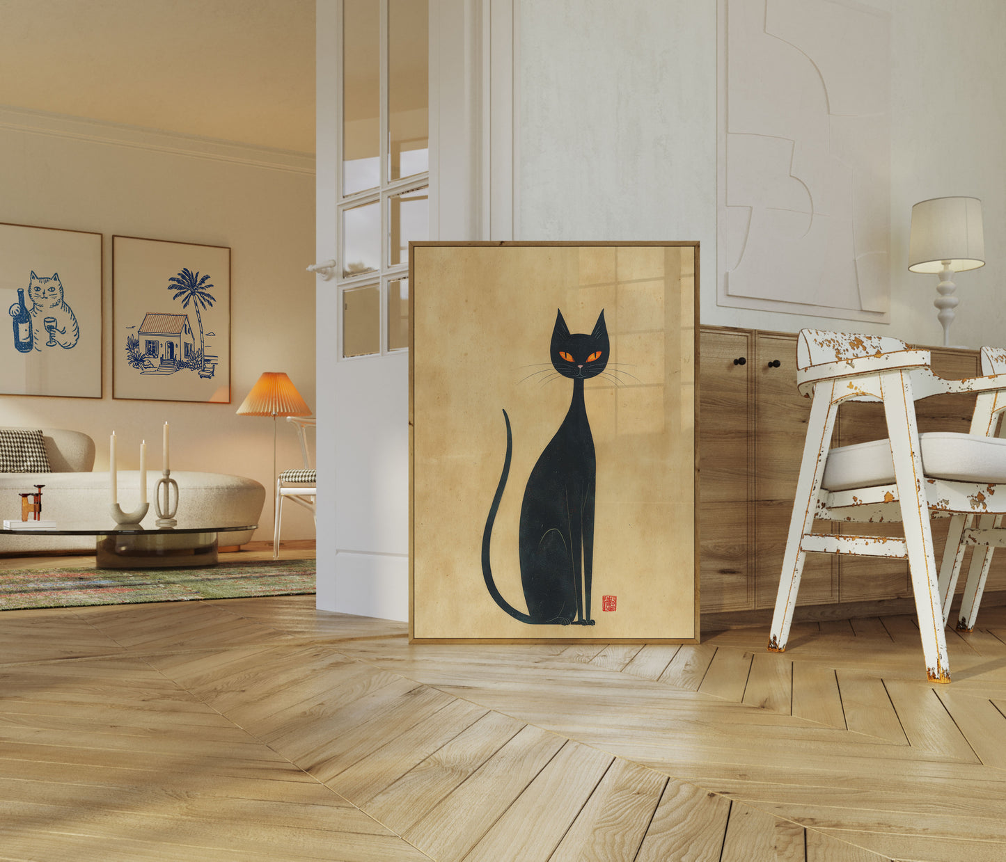Zwarte Kat Met Gouden Ogen Poster