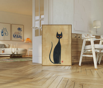 Zwarte Kat Met Gouden Ogen Poster