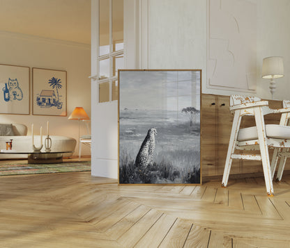 Monochrome Cheetah Wilderness Poster