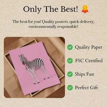 Pink Zebra Minimalist Poster