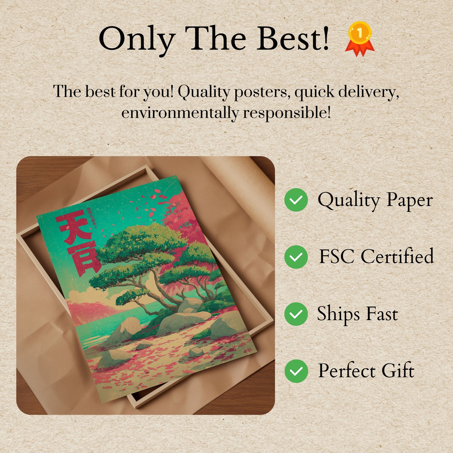 Póster de paisaje japonés tranquilo