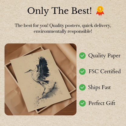 Elegant Heron in Flight Poster