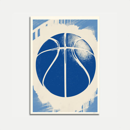 Blue Basketball Graphic Art Poster