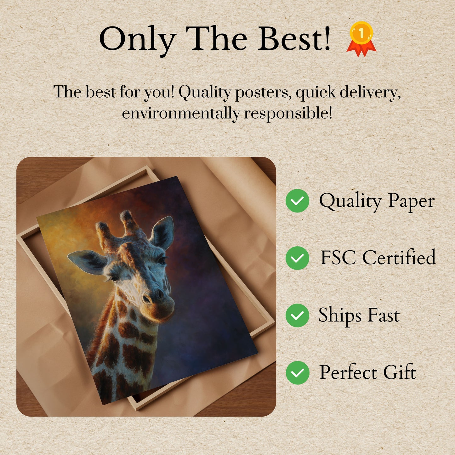 Póster de jirafa con luz dorada