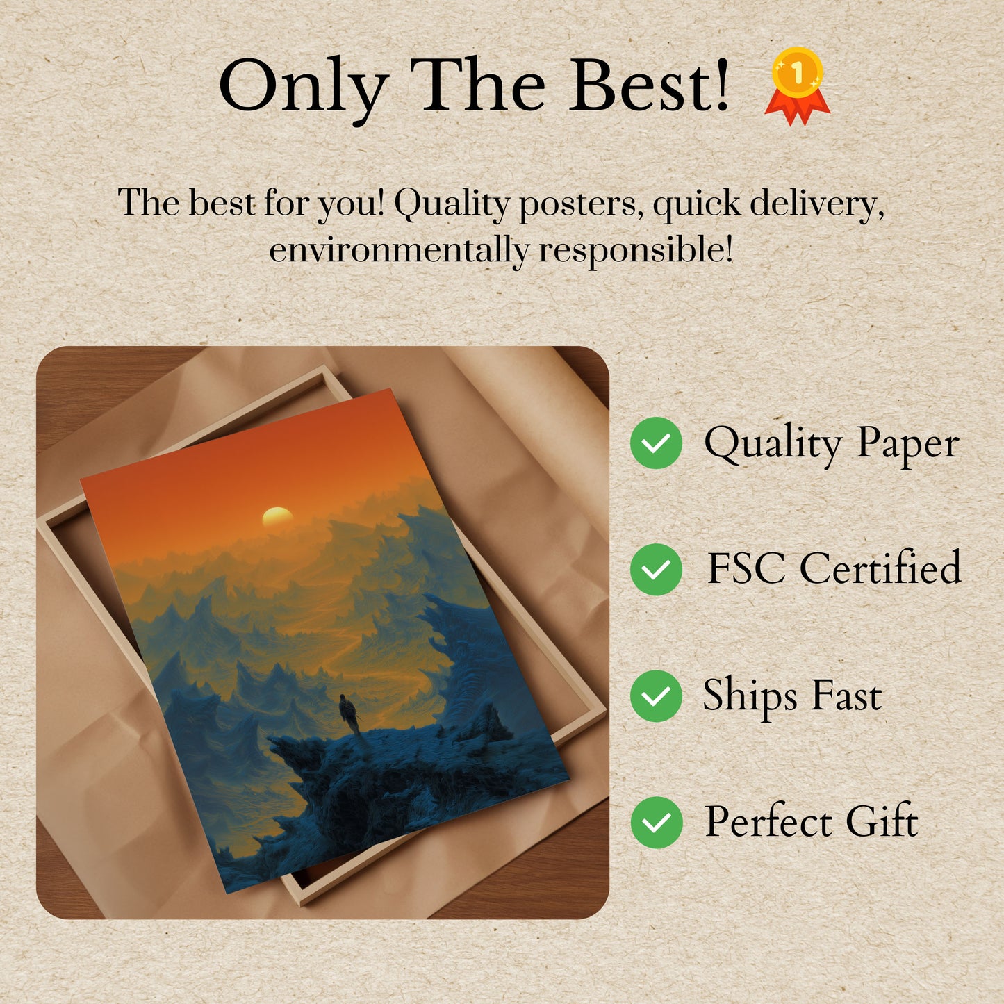 Pôster do Alpinista Solitário ao Nascer do Sol na Montanha