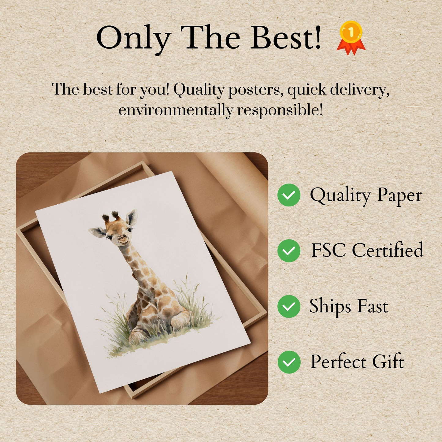 Baby Giraffe Sitting Poster