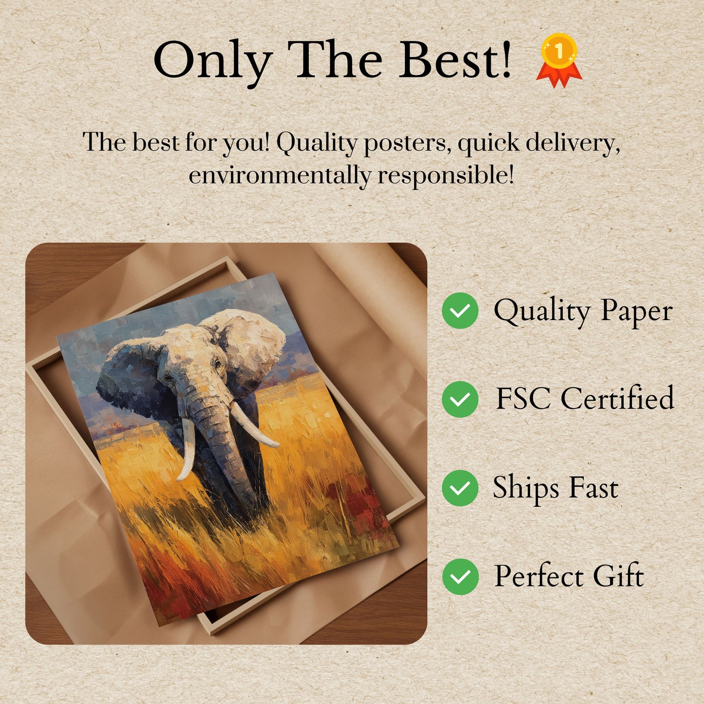 Majestic Elephant Savanna Poster