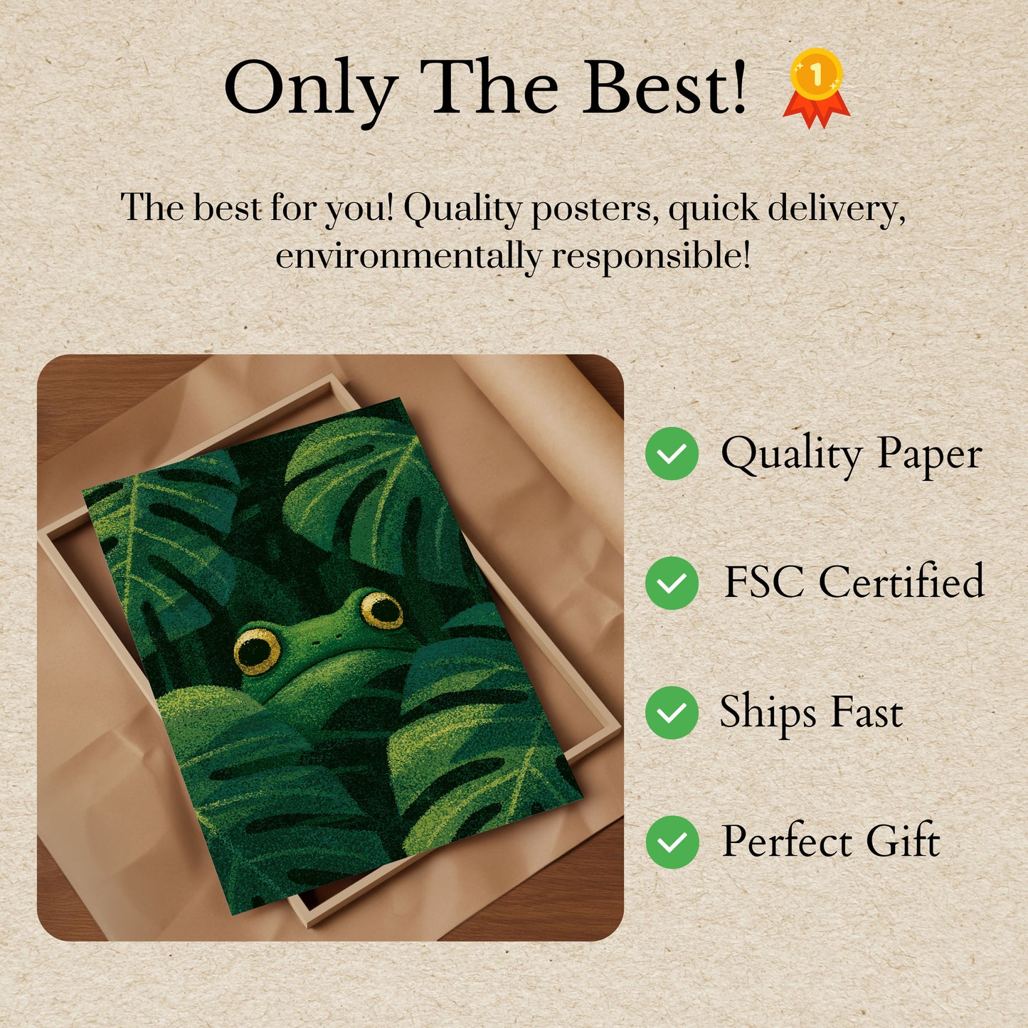 Green Frog in Leafy Jungle Poster