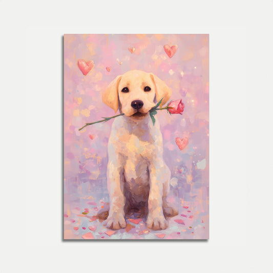 Affiche romantique d'amour avec un Labrador