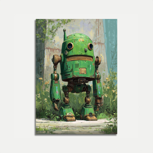 Plakát Zelený Retro Robot