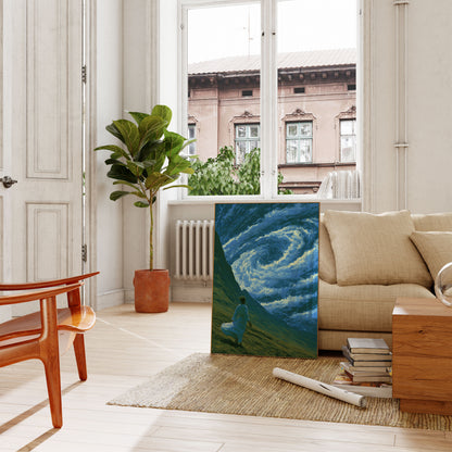 Woman Contemplating Cosmic Waves Poster