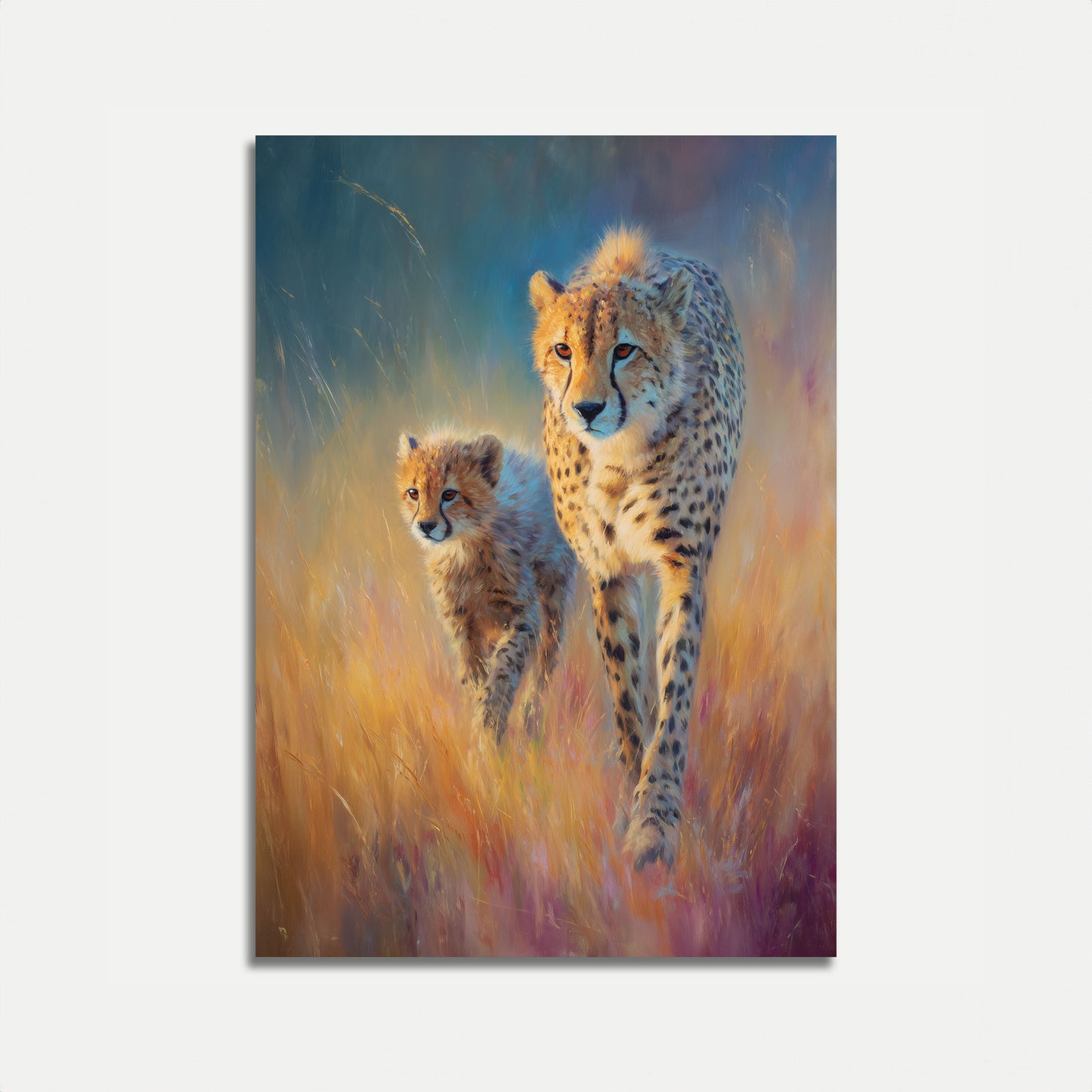 Cheetah Moeder en Welp Poster