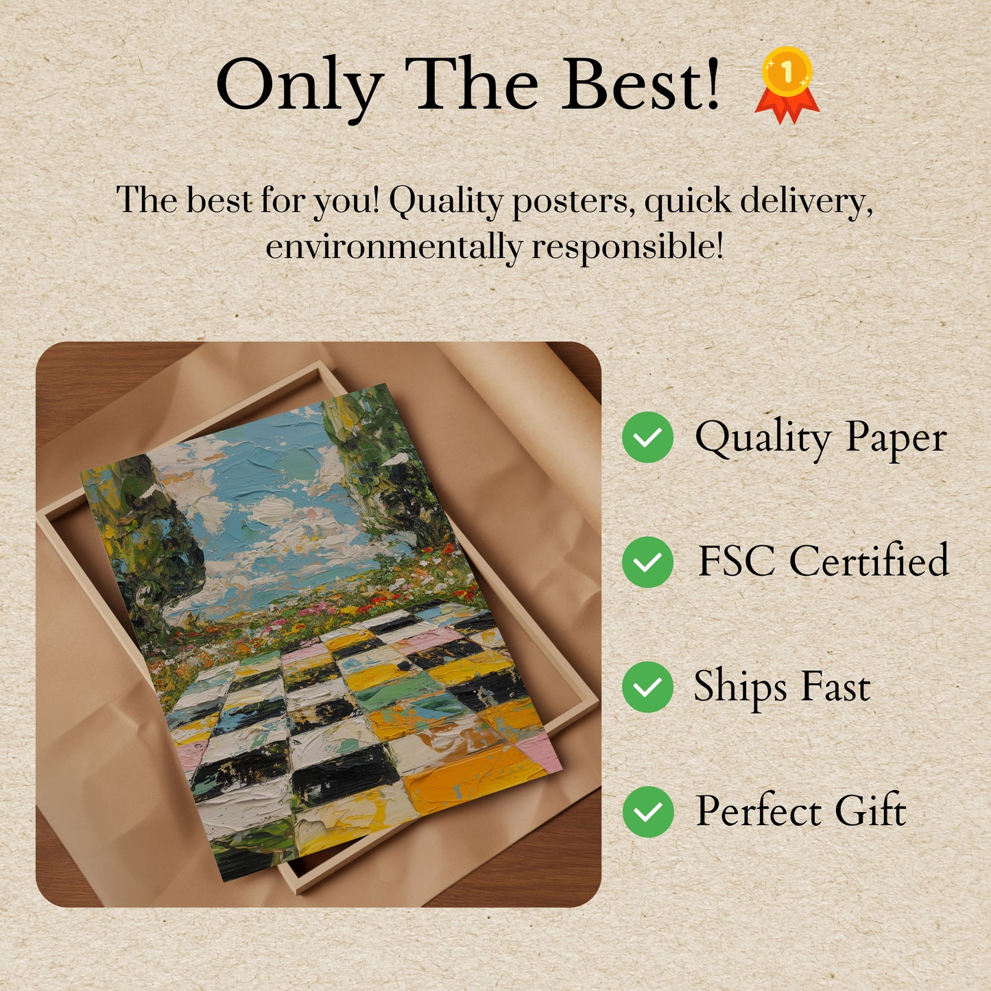 Póster de ajedrez de jardín a cuadros