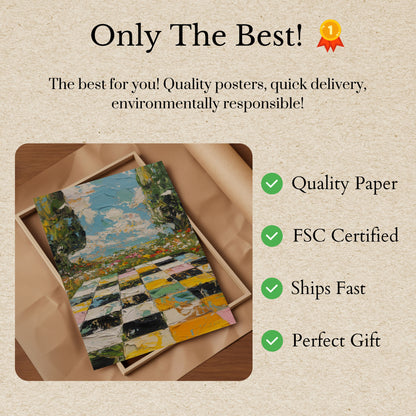 Póster de ajedrez de jardín a cuadros